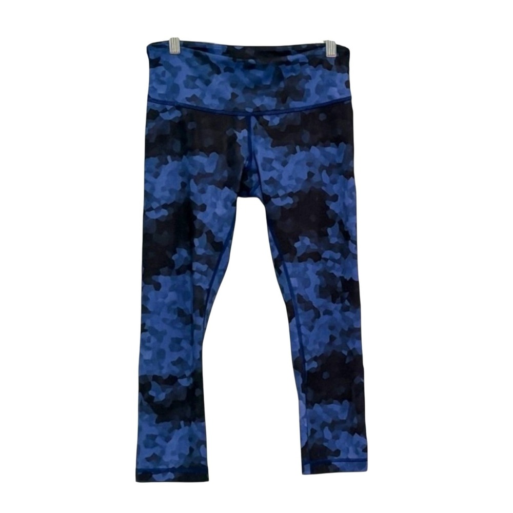 Lululemon Athletica Cropped Low Rise Camouflage Leggings Blue Black 6 NWOT